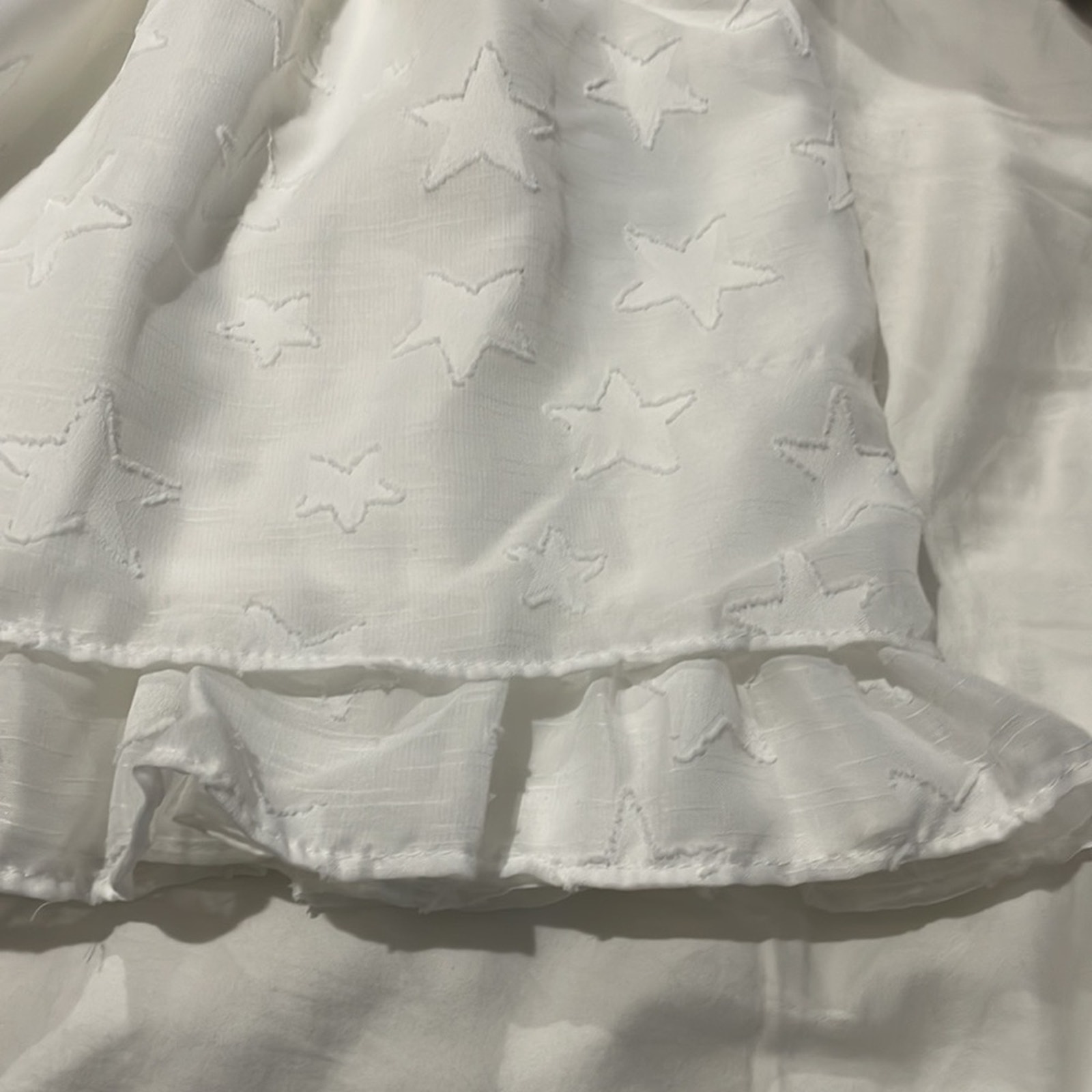 Pippa & Julie 5 White On White Stars Dress Lined Blue Flower At Waste Nwt — image 4 of 8